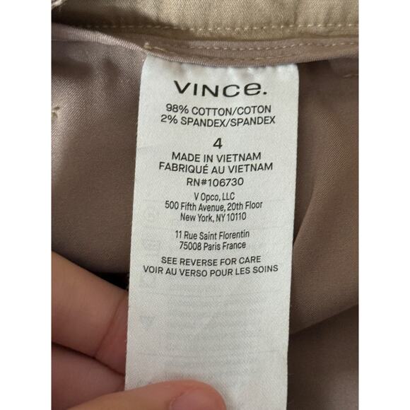 Vince mid rise Italian stretch cotton chino pants tan size 4 - Picture 4 of 7
